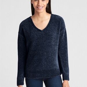 GAP Blue Chenille V-Neck Pullover Sweater Size Medium